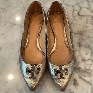 Tory Burch Metallic Leather Flats